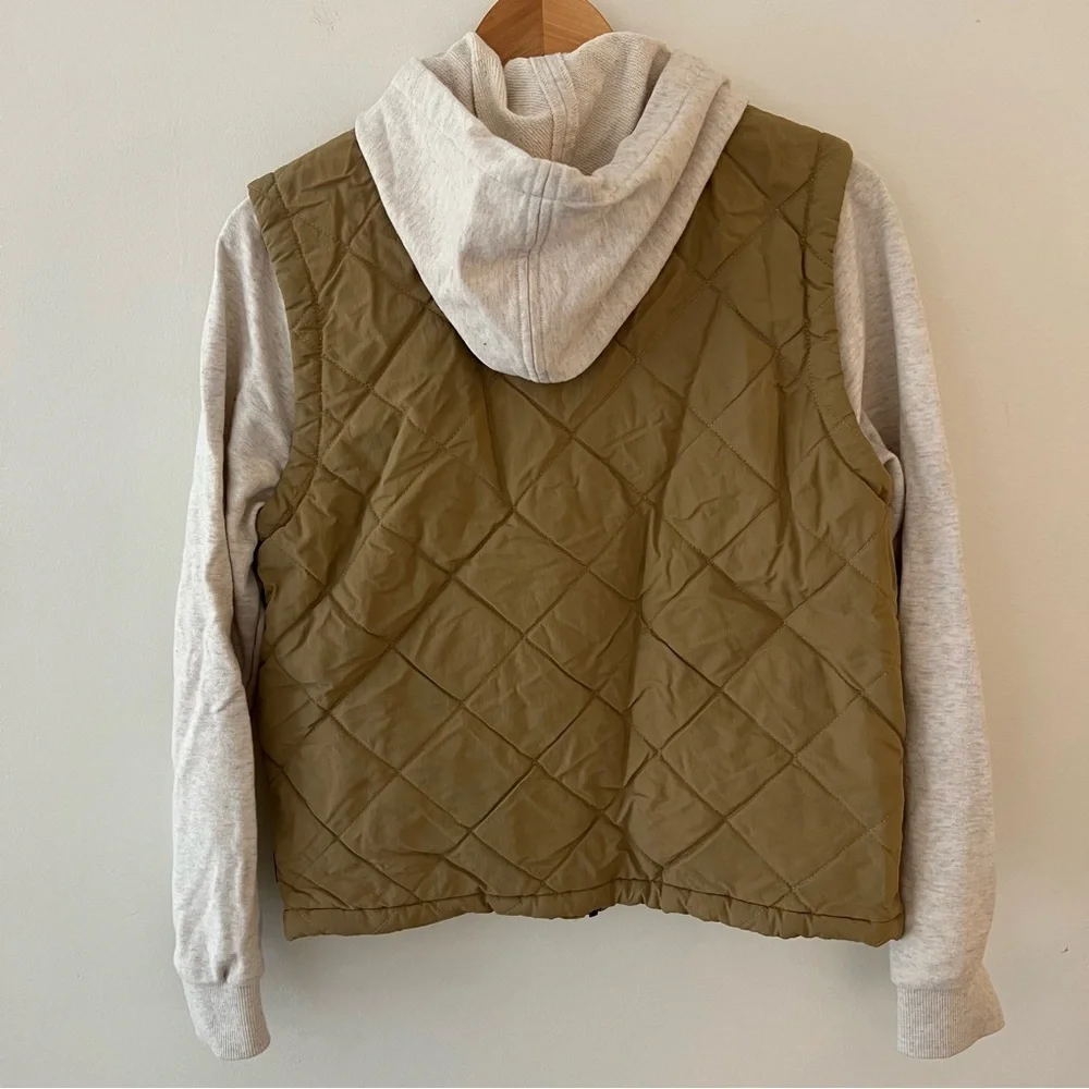 RVCA Boys Size Medium Quilted Hoody Vest Cream and Tan